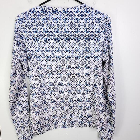 Lands End Top Womens Small Long Sleeve Stretchy Flower All OVer Maximalist Print - Picture 2 of 8